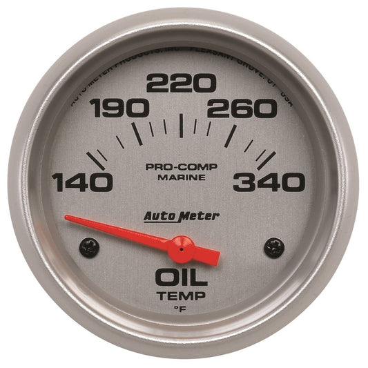 Autometer Marine Silver Ultra Lite Electric Oil Temperature Gauge 2-5/8in 140-300 Deg F 200765-33