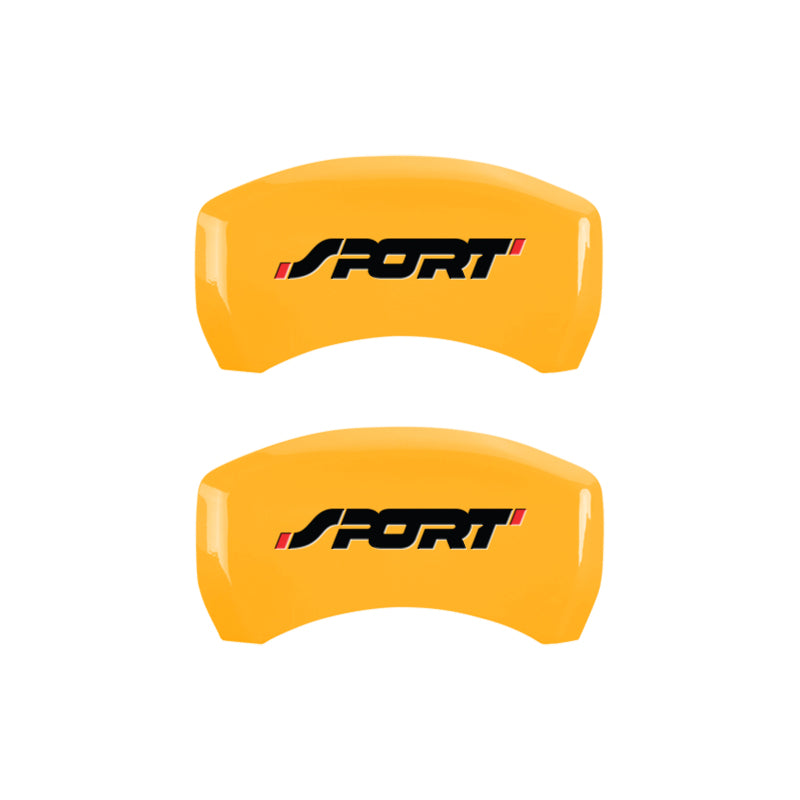 MGP 4 Caliper Covers Engraved Front & Rear No bolts/Sport Yellow finish black ch MGP