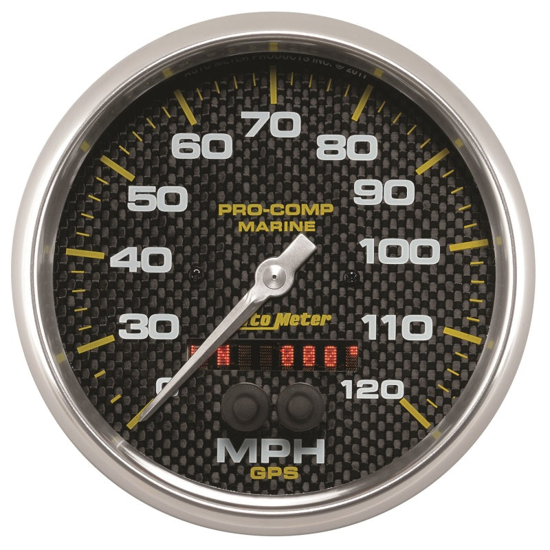 Autometer Marine Carbon Fiber 5in 120mph GPS Speedometer 200646-40