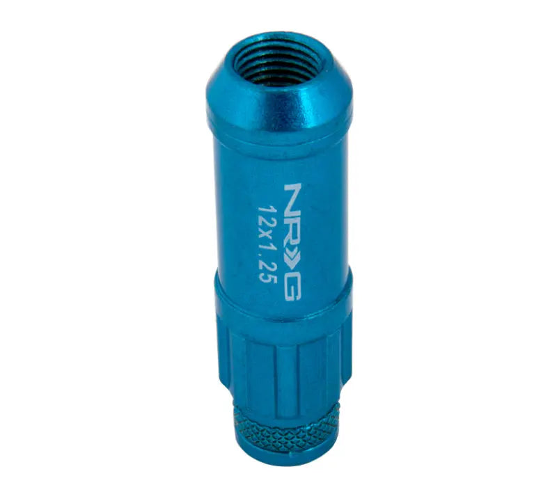 NRG 700 Series M12 X 1.25 Steel Lug Nut w/Dust Cap Cover Set 21 Pc w/Locks & Lock Socket - Blue - eliteracefab.com