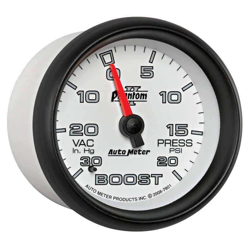 AutoMeter Gauge Vac/Boost 2-5/8in. 30Inhg-20PSI Mechanical Phantom II 7801