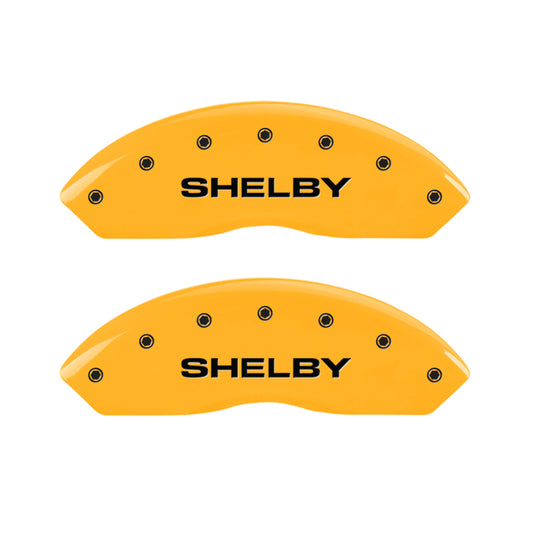 MGP 4 Caliper Covers Engraved Front Shelby Rear Snake Yellow Finish Black Char 2003 Ford Mustang MGP