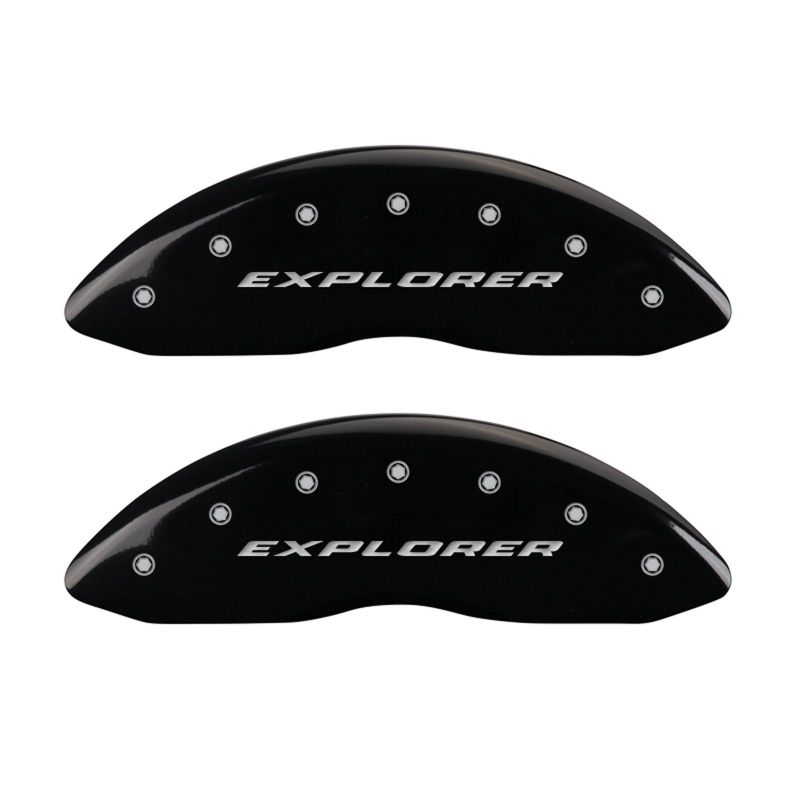 MGP 4 Caliper Covers Engraved Front & Rear Explorer Black finish silver ch MGP