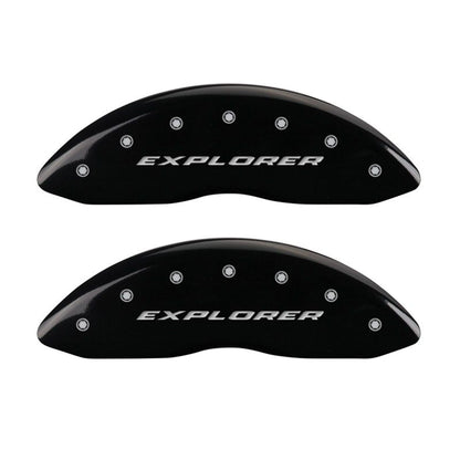 MGP 4 Caliper Covers Engraved Front & Rear Explorer Black finish silver ch MGP