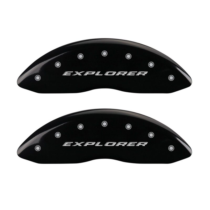 MGP 4 Caliper Covers Engraved Front & Rear Explorer Black finish silver ch MGP