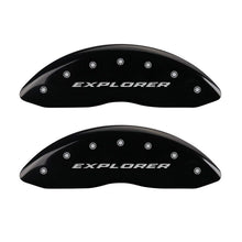 Load image into Gallery viewer, MGP 4 Caliper Covers Engraved Front &amp; Rear Explorer Black finish silver ch MGP