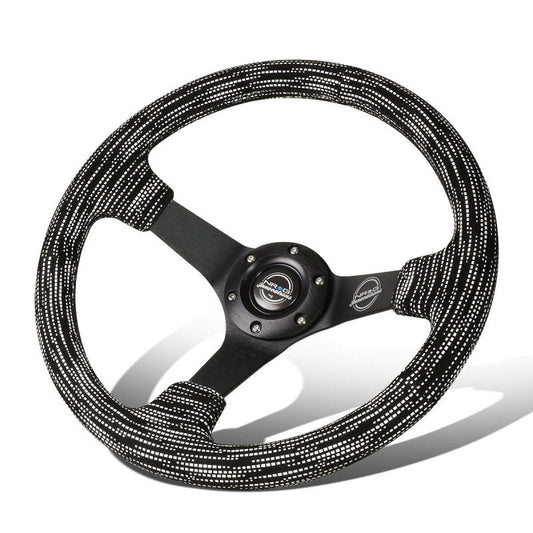 NRG Innovations 350mm Reinforced Solid-Spoke Steering Wheel - Microfiber / Micro Suede - Matte Black Spokes - Black Stitch – RST-036MB-SA-H