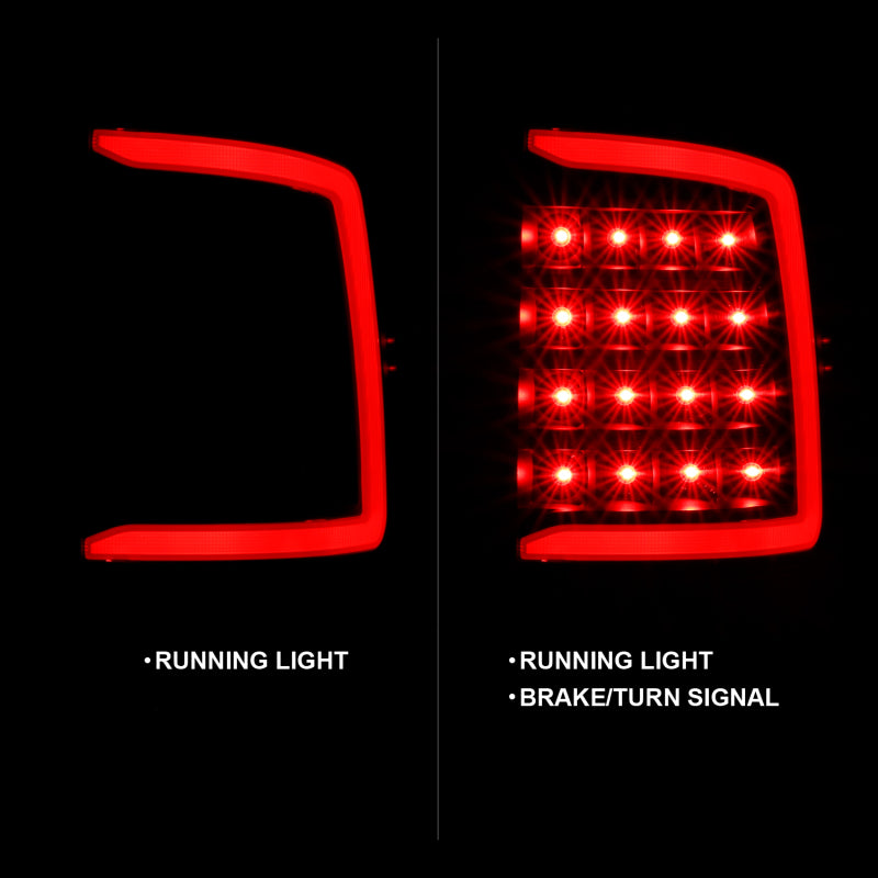 ANZO 2009-2018 Dodge Ram 1500 LED Taillight Plank Style Black w/Smoke Lens - eliteracefab.com