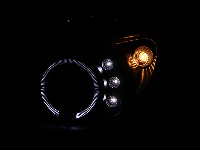 ANZO USA Subaru Impreza Projector Headlights W/ Halo Black; 2002-2003 - eliteracefab.com