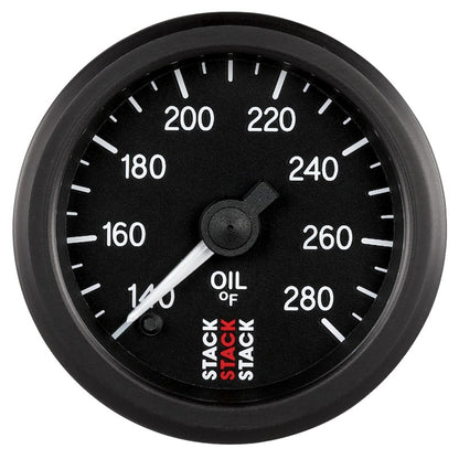 Autometer Stack 52mm 140-280 Deg F 1/8in NPTF Male Pro Stepper Motor Oil Temp Gauge - Black ST3310