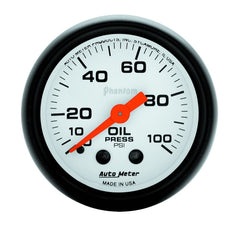 AutoMeter GAUGE; OIL PRESSURE; 2 1/16in.; 100PSI; MECHANICAL; PHANTOM - eliteracefab.com