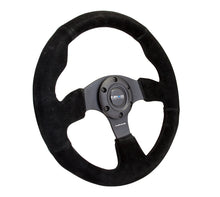 Load image into Gallery viewer, NRG Reinforced Steering Wheel 320mm Suede Steering Wheel Black Stitch - eliteracefab.com