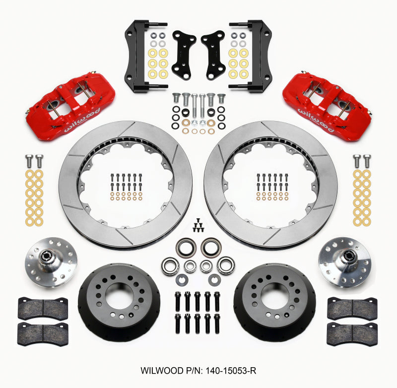 Wilwood AERO6 Front Hub Kit 15.00 Red 67-69 Camaro 64-72 Nova Chevelle Wilwood
