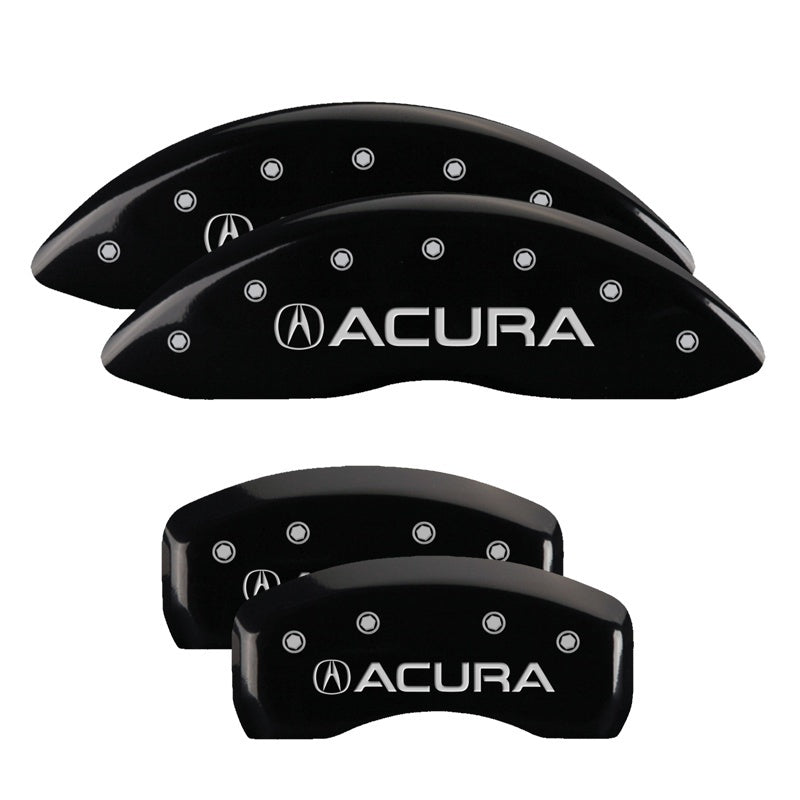 MGP 4 Caliper Covers Engraved Front & Rear Acura Black finish silver ch MGP