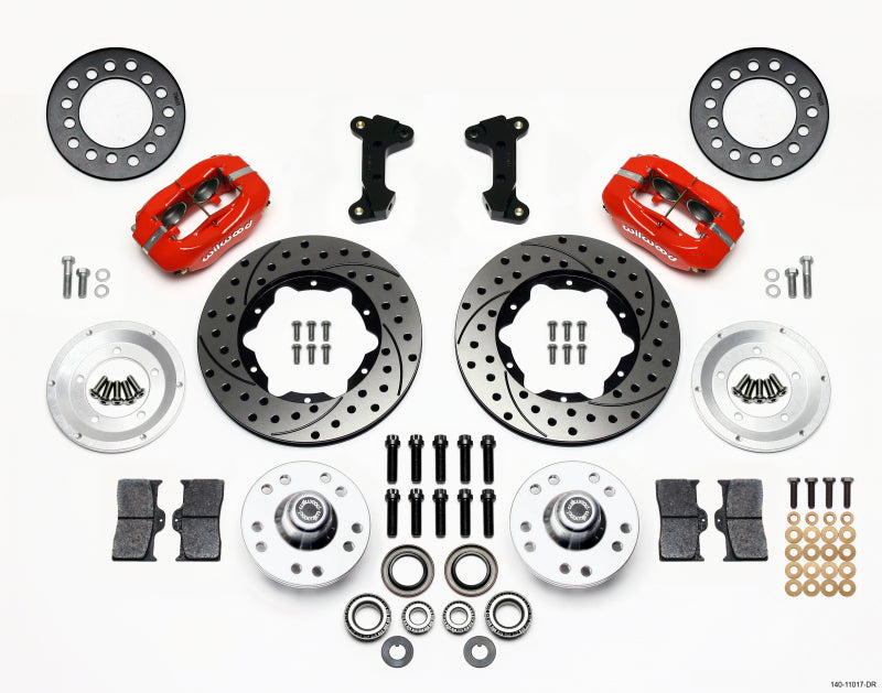 Wilwood Forged Dynalite Front Kit 11.00in Drill-Red 74-80 Pinto/Mustang II Disc Spindle only Wilwood