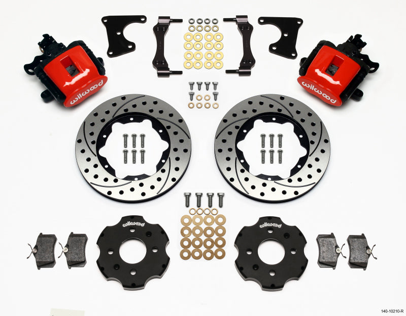 Wilwood Combination Parking Brake Rear Kit 11.00in Drilled Red Civic / Integra Drum 2.71 Hub Offset - eliteracefab.com