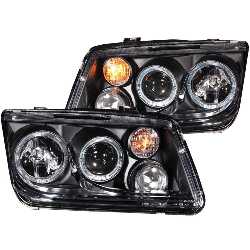 ANZO USA Volkswagen Jetta Mk4 Projector Headlights W/ Halo Black Ccfl; 1999-2005 - eliteracefab.com