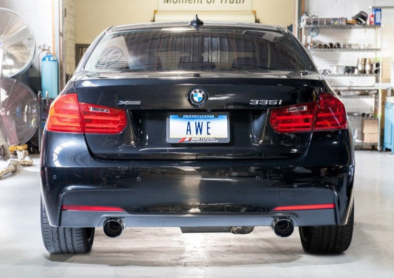 AWE Tuning BMW F3X 335i/435i Touring Edition Axle-Back Exhaust - Chrome Silver Tips (102mm) - eliteracefab.com