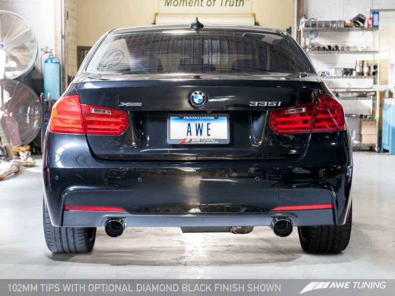 AWE Tuning BMW F3X 335i/435i Touring Edition Axle-Back Exhaust - Diamond Black Tips (102mm) - eliteracefab.com