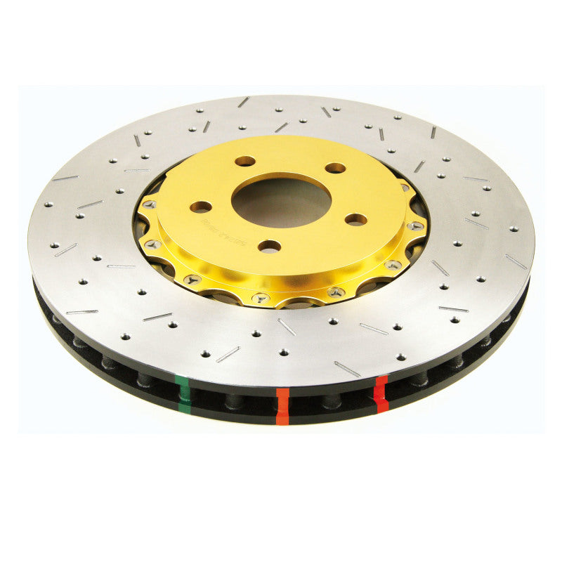 DBA 97-04 Corvette C5/C6 Front Drilled & Slotted 5000 Series 2 Piece Rotor Assembled w/ Gold Hat DBA