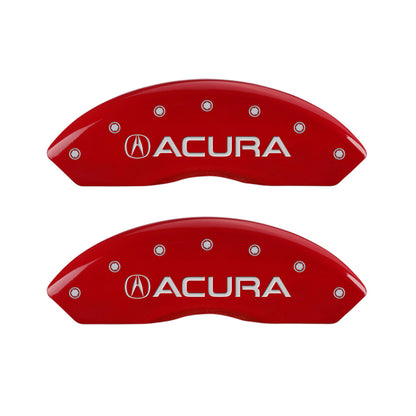 MGP 4 Caliper Covers Engraved Front & Rear Acura Red finish silver ch MGP