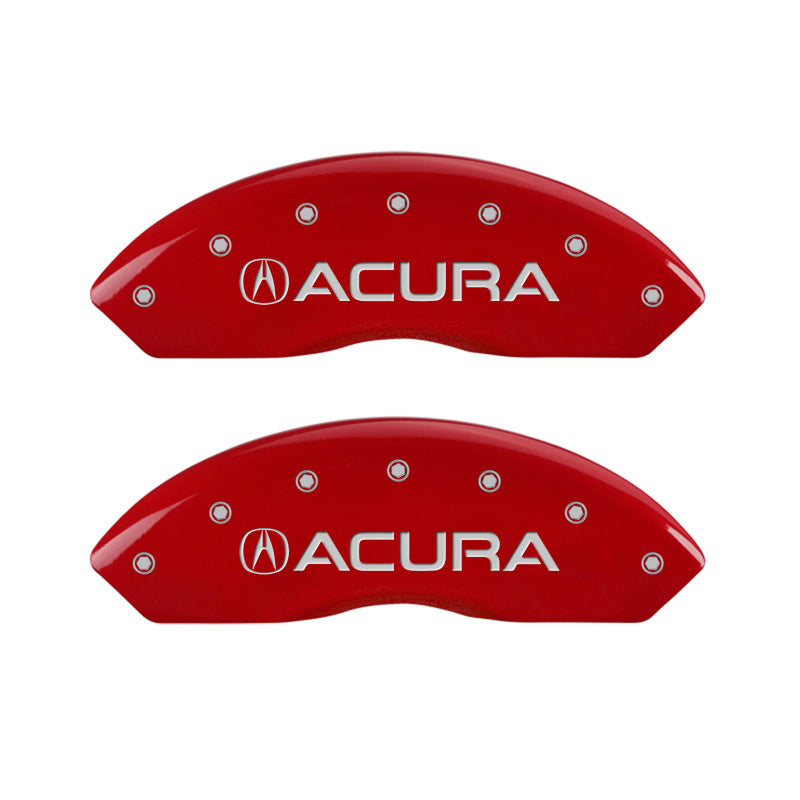 MGP 4 Caliper Covers Engraved Front Acura Engraved Rear RLX Red finish silver ch MGP