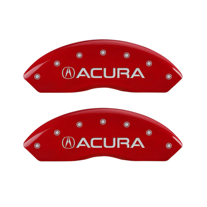 MGP 4 Caliper Covers Engraved Front Acura Engraved Rear TLX Red finish silver ch - eliteracefab.com