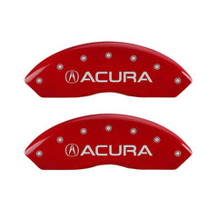 MGP 4 Caliper Covers Engraved Front & Rear Acura Red finish silver ch - eliteracefab.com