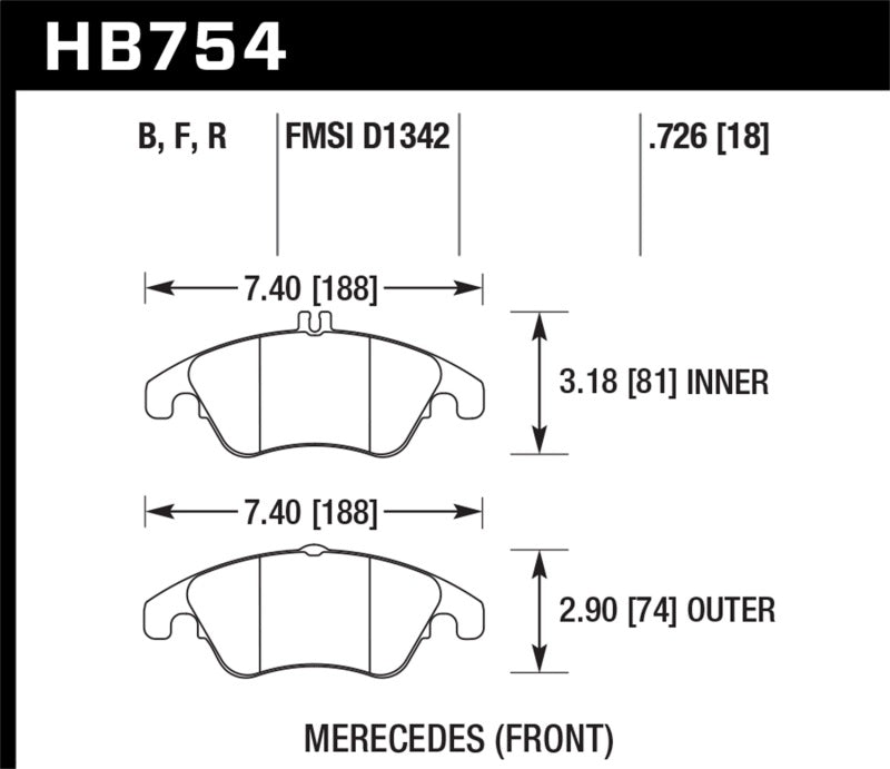 Hawk Performance HPS Front Brake Pads - HB754F.726