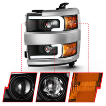 Load image into Gallery viewer, ANZO USA Chevrolet Silverado Hd Projector Headlights W/ Plank Style Design Black W/ Amber; 2015-2017 - eliteracefab.com