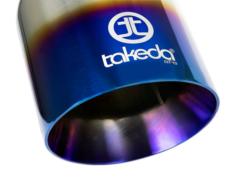 aFe Takeda 304 Stainless Steel Clamp-On Exhaust Tip 2.5in Inlet / 4in Outlet - Blue Flame - eliteracefab.com