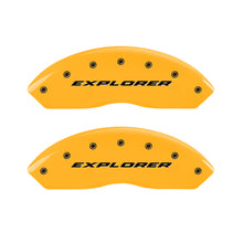 Load image into Gallery viewer, MGP 4 Caliper Covers Engraved Front &amp; Rear Explorer Yellow Finish Black Char 2006 Ford Explorer MGP