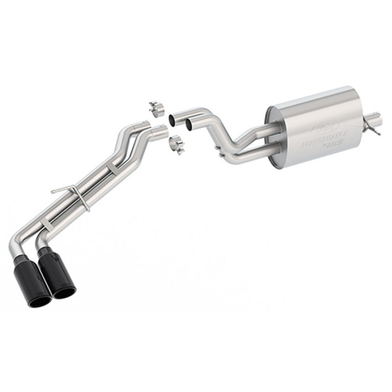 Ford Racing 2019 Ranger 2.3L Ecoboost Side Exit Cat-Back Exhaust System w/ Dual Black Chrome Tips - eliteracefab.com