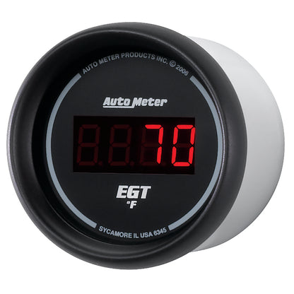 AutoMeter GAUGE; PYROMETER (EGT); 2 1/16in.; 1600deg.F; DIGITAL; BLACK DIAL W/RED LED - eliteracefab.com