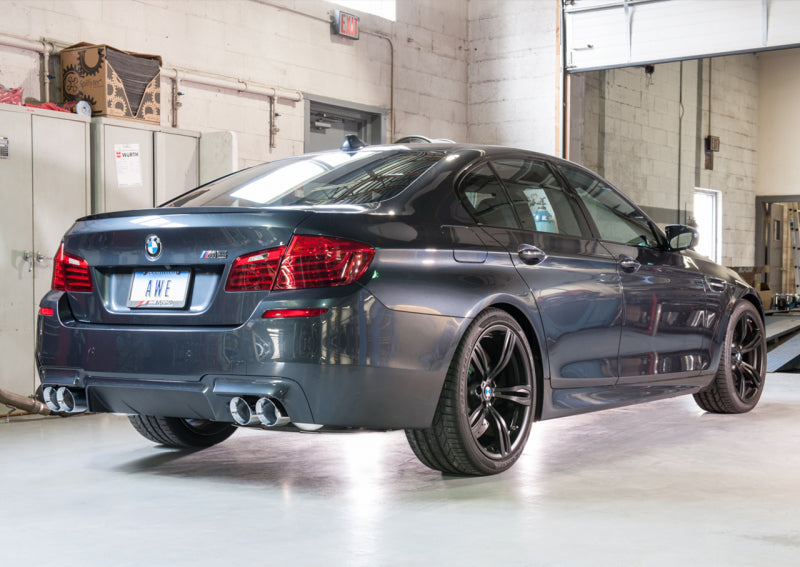 AWE Tuning BMW F10 M5 Touring Edition Axle-Back Exhaust Chrome Silver Tips AWE Tuning