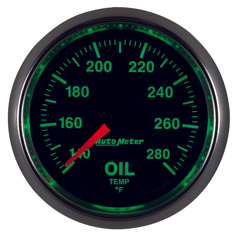 Autometer GS Series 2-1/16in Oil Temperature Gauge 140-280 Degrees Electric Full Sweep 3856