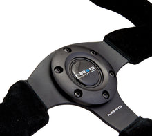 Load image into Gallery viewer, NRG Reinforced Steering Wheel 320mm Suede Steering Wheel Black Stitch - eliteracefab.com