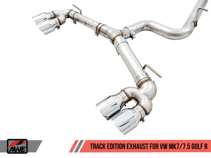 AWE Tuning MK7.5 Golf R Track Edition Exhaust w/Chrome Silver Tips 102mm - eliteracefab.com