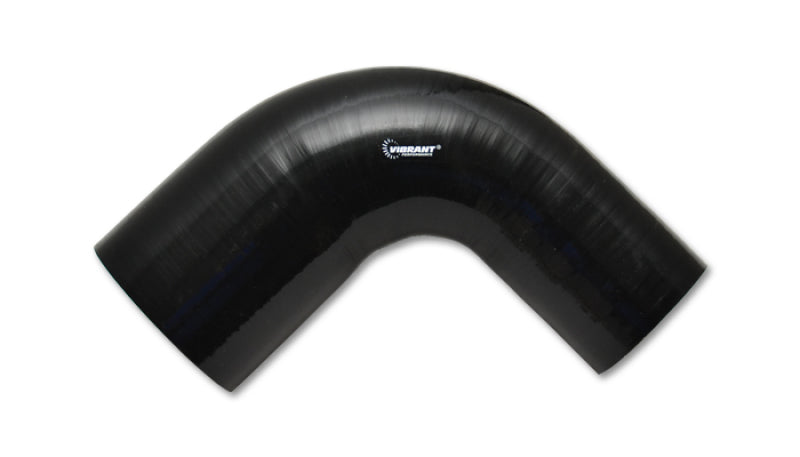 Vibrant 4 Ply Reinforced Silicone 90 degree Transition Elbow - 2.5in I.D. x 2.75in I.D. (BLACK) - eliteracefab.com