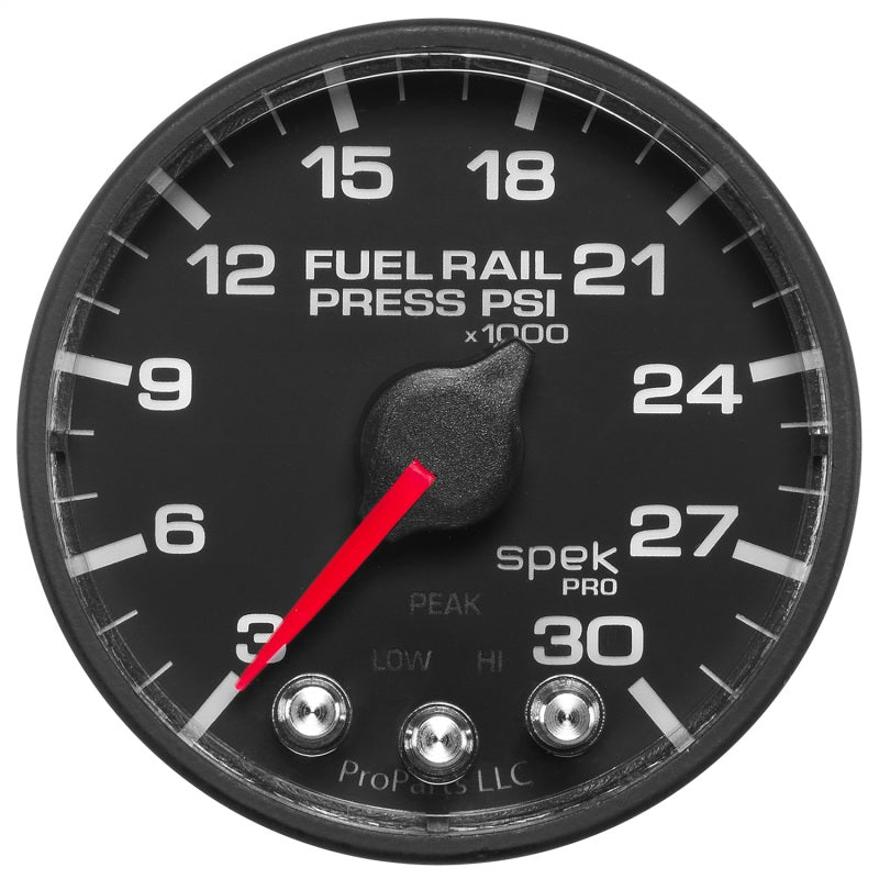 Autometer Spek-Pro Gauge Rail Press 2 1/16in 30Kpsi Stepper Motor W/Peak & Warn Blk/Blk P321328