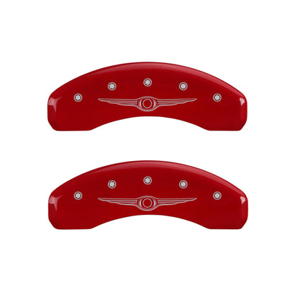 MGP 4 Caliper Covers Engraved Front & Rear Style 1/Chrysler Wing Red finish silver ch MGP