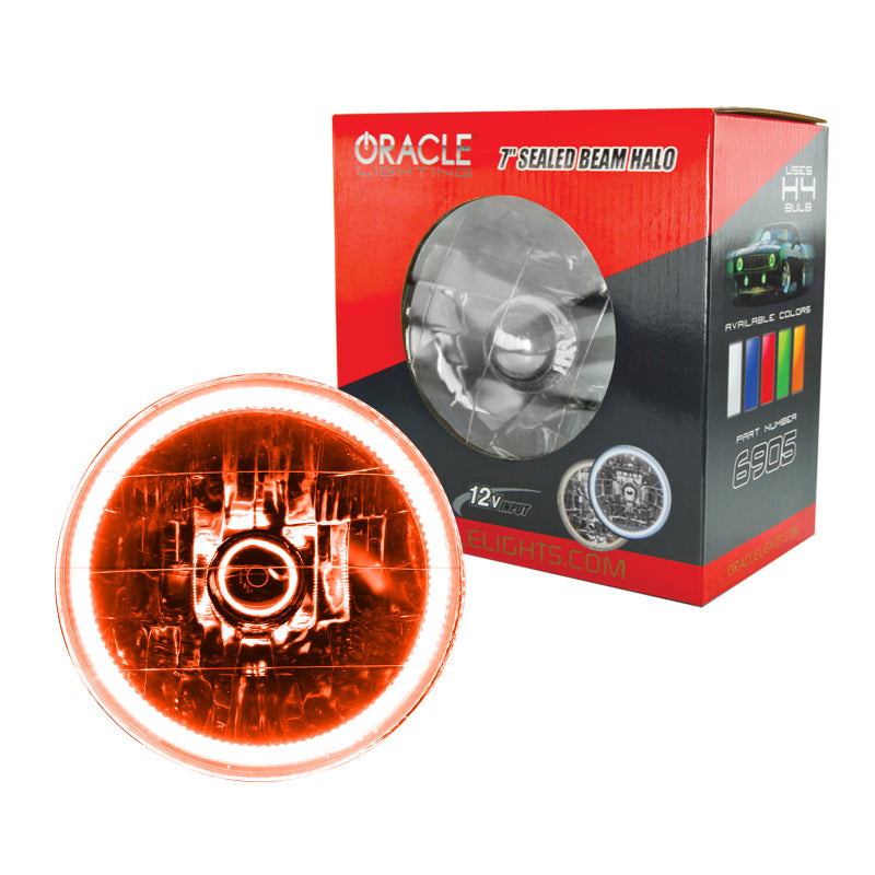 Oracle Pre-Installed Lights 7 IN. Sealed Beam - Amber Halo - eliteracefab.com