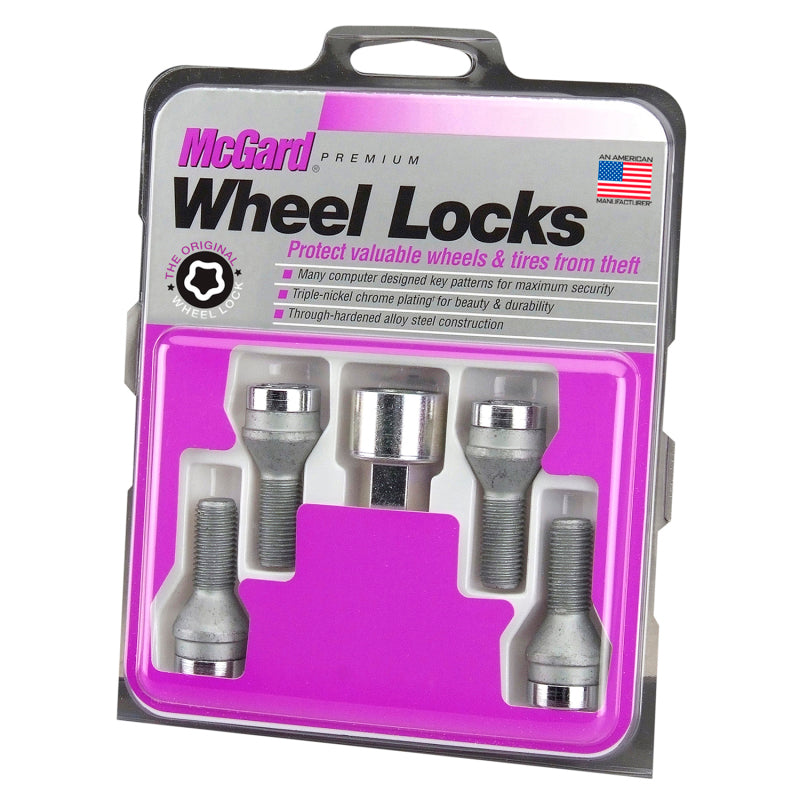 McGard Wheel Lock Bolt Set - 4pk. (Cone Seat) M12X1.5 / 17mm Hex / 25.5mm Shank Length - Chrome - eliteracefab.com