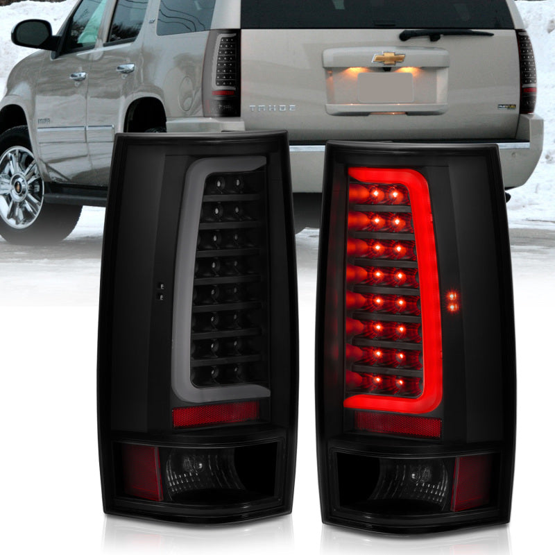 ANZO 2007-2014 Chevy Tahoe LED Taillight Plank Style Black w/Smoke Lens - eliteracefab.com