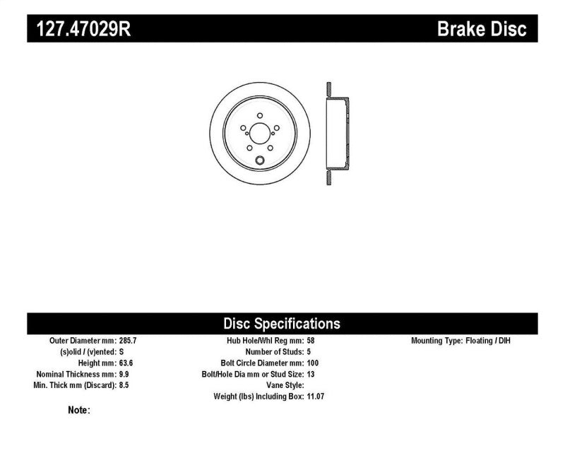 STOPTECH 08-10 IMPREZA WRX (EXC STI)/08-10 IMPREZA COUPE/SEDAN SLOTTED & DRILLED RIGHT REAR ROTOR, 127.47029R - eliteracefab.com