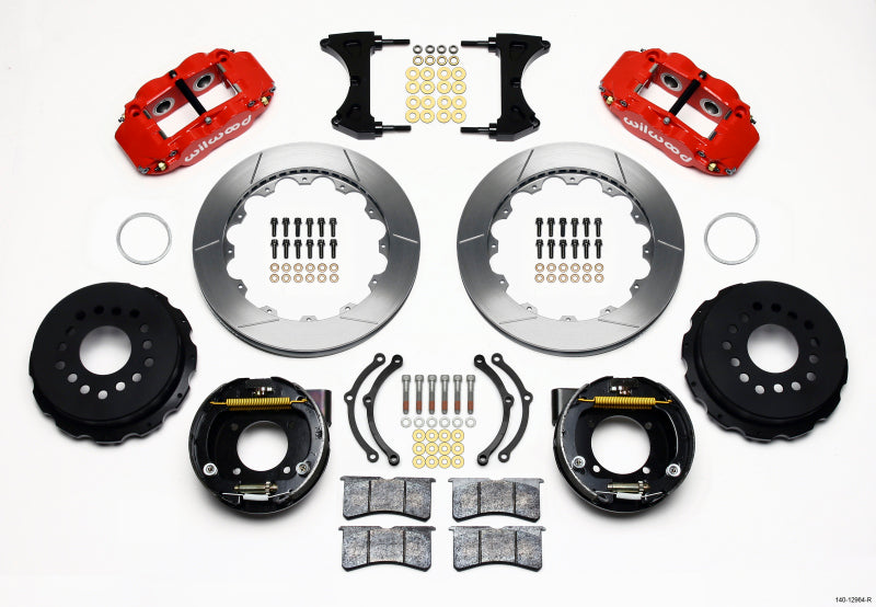 Wilwood Narrow Superlite 4R Rear P-Brk Kit 12.88in Red Chevy 12 Bolt w/ C-Clips Wilwood