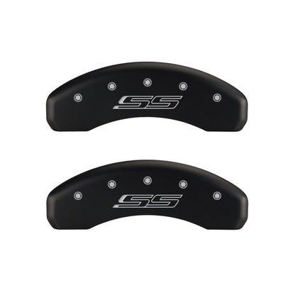 MGP 4 Caliper Covers Engraved Front Gen 5/Camaro Engraved Rear Gen 5/SS Red finish silver ch - eliteracefab.com