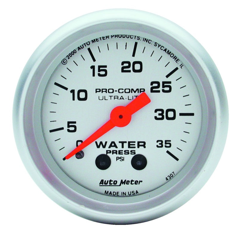 Autometer Ultra-Lite 52mm 35 PSI Mechanical Water Pressure Gauge 4307