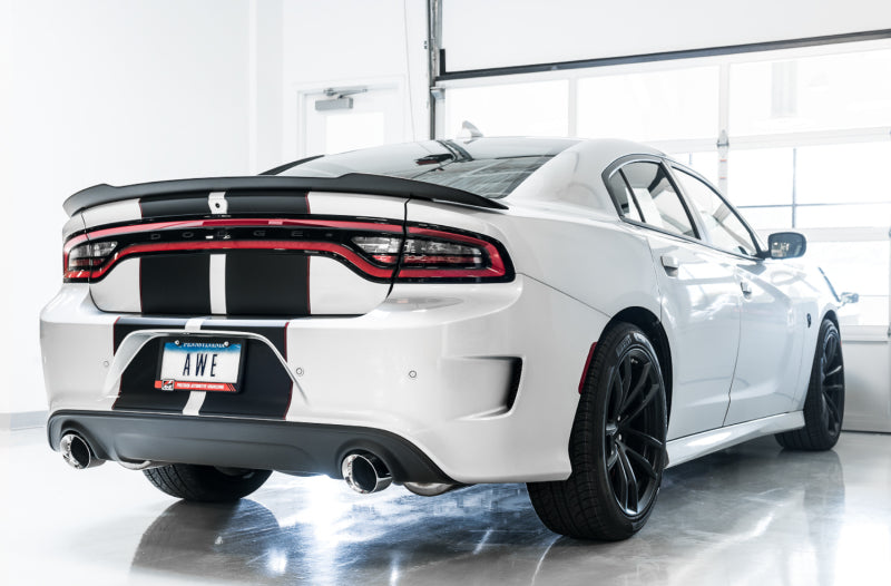 AWE Tuning 2017+ Dodge Charger 5.7L Touring Edition Exhaust - Non-Resonated - Diamond Black Tips AWE Tuning