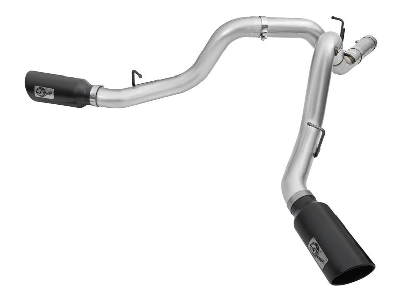 aFe Atlas Exhaust 4in Dual DPF-Back Al Steel w/ Black Tips 16-17 GM Diesel Truck V8-6.6L (td) LML aFe